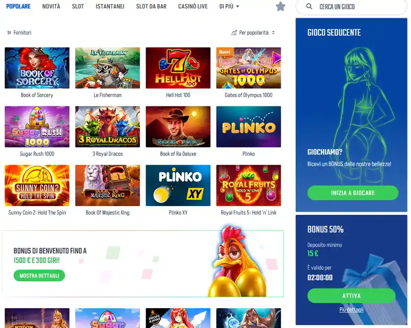 Lobby del casinò Winnita con oltre 5.000 giochi tra slot Pragmatic Play, NetEnt, giochi da tavolo, dealer dal vivo e jackpot progressivi